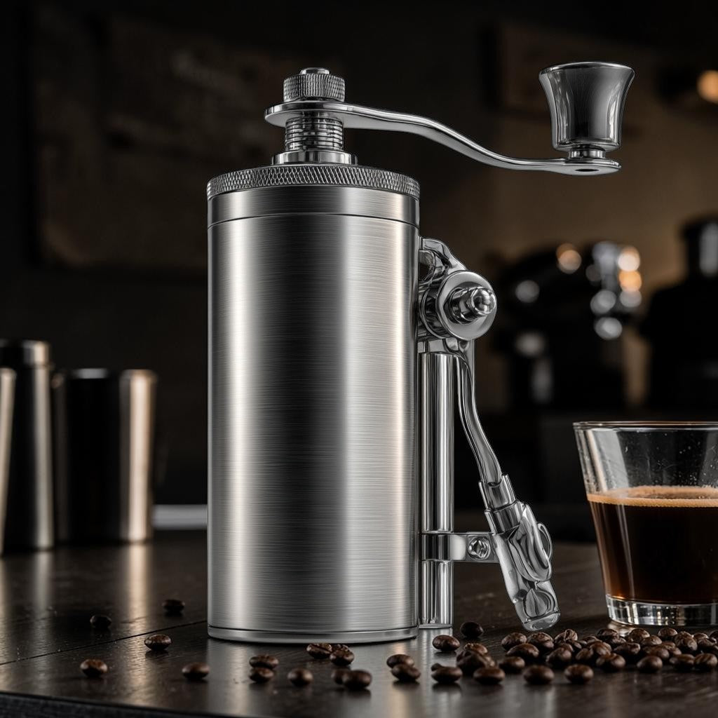 Chefpure Stainless Steel Manual Coffee Grinder with Adjustable Ceramic Burr